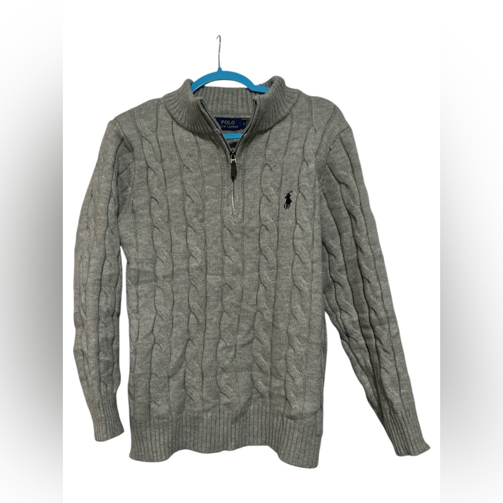 Ralph Lauren Men's Gray quarter Zip-Up Sweater
